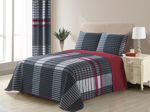 Plaid Printed Reversible Bedspread/Quilt Set